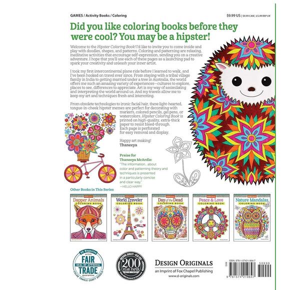 Adult Coloring Book Exotic Animals & Hipsters Retro Bundle Set - Picture 13 of 13